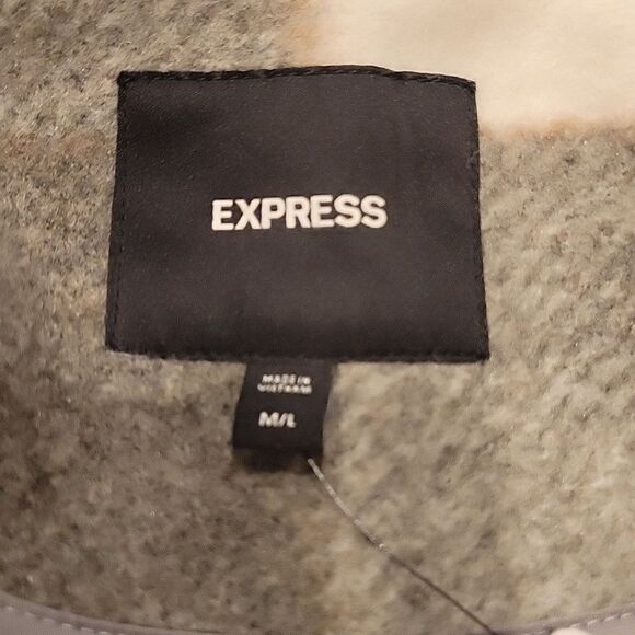 Express faux Wool Plaid Belted Cape Coat M/L - Picture 2 of 4